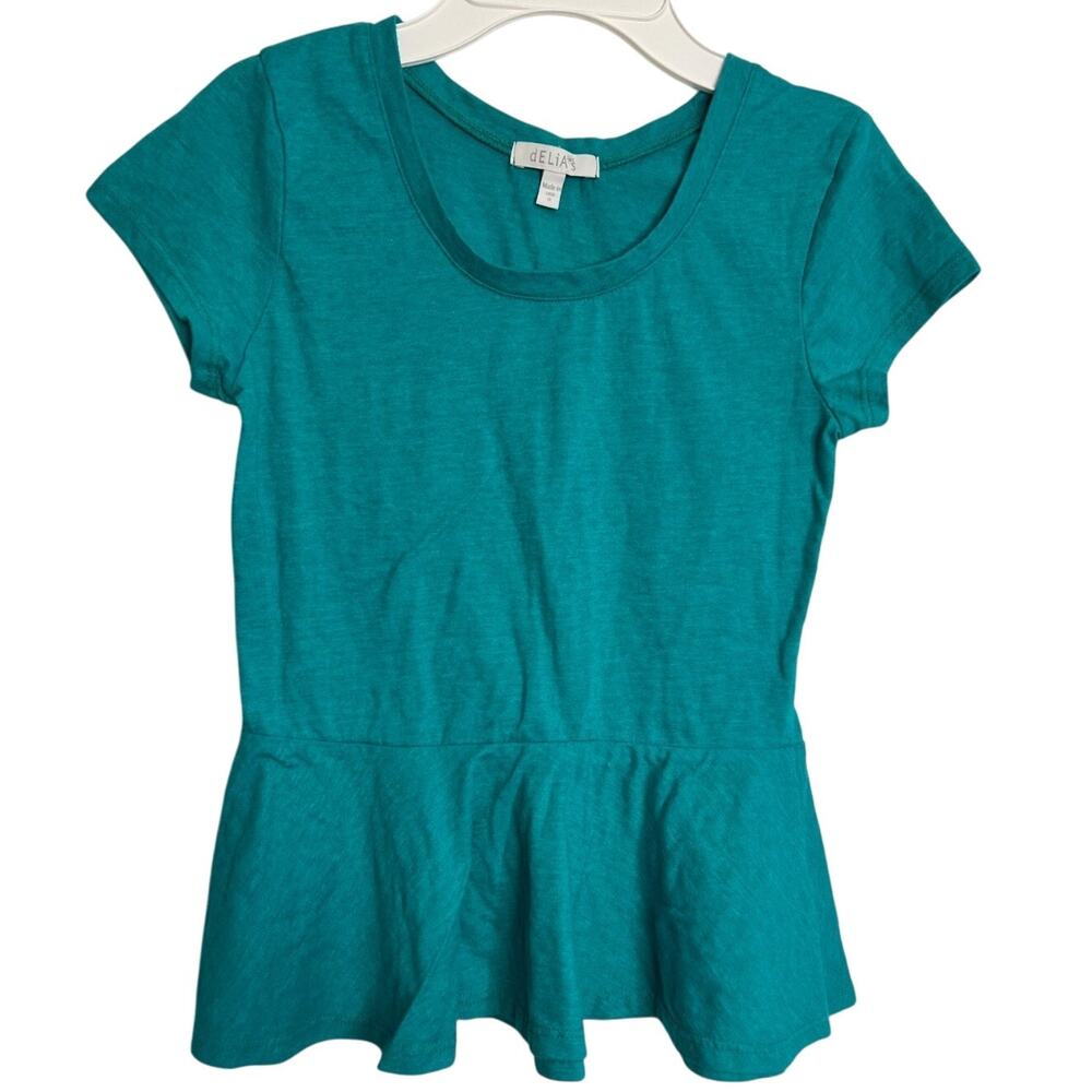 Y2K Delias Short Sleeve Baby-Doll Tshirt, Teal, RARE Find!